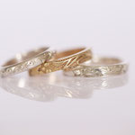 Eheringe 14 kt Weissgold, Rotgold, Gelbgold mit Ranken und Blüten Muster 