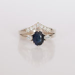 Verlobungsring 14 kt Weissgold mit Saphir und Diamanten