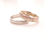 Eheringe 14 kt Rotgold und Gelbgold mit Brillanten  diamantiert & Ehering 14 kt Weissgold diamantiert