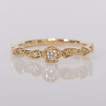 Verlobungsring 14 kt Gelbgold mit Blättern und Diamant