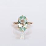 Verlobungsring 14 kt Rosegold mit Aquamarin und Diamanten