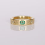 Eheringe 14 kt Gelbgold diamantiert mit Smaragd