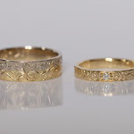 Eheringe 14 kt Weiss- und Gelbgold graviert