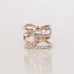 Ring 14 kt Weissgold mit Perlen und Diamanten