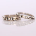 Eheringe 14 kt Weissgold mit Relief und Diamant