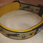 Gurtband gelb,  Webband Flat - Jagdhund, Leder gelb