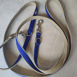 3,25 Meter Gurtbandleine königsblau 2 cm mit Softshell gepolstert, Edelstahlkarabiner + Ringe