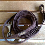 Schleppleine 3 Meter, Gurtband braun 2cm mit Handschlaufe, doppeltes Gurtband