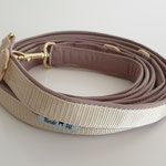 3 Meter Leine, Messing Karabiner und Ringe, mit braunem Softshell gepolstert