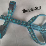 Führgeschirr Gurtband petrol 3 cm, Borte Pinwheel, Polster helles petrol