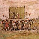 Le farceur médecin soutire de l'urine pour son diagnostic. (Peinture attribuée au Cambrésien Louis de Caullery).
