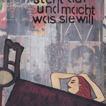 SUZY STEHT AUF - SecondArtPostcard - Gouache/mixed media - Postkartenformat - CHF 50.00