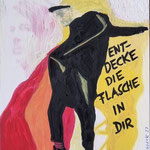 ENTDECKE DIE FLASCHE IN DIR - SecondArtPostcard - Gouache/mixed media - Postkartenformat - CHF 50.00