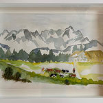 Blick auf Alpstein und Säntis mit Figuren (verkauft)