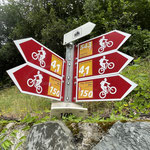 Die Bikewege sind gut beschildert - Dieser Wegweiser ist zwar leicht verwirrend