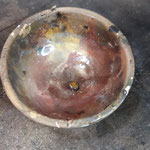 Creuset avec or fondu