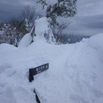 夏道分岐上　道標の高さから1メートルほどの積雪か