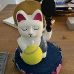 Winken geht aber leider nur mechanisch, die baterriebetriebene Mechanik schafft keinen Tennisarm.
