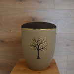Bio Urne mit Baum und Goldrand