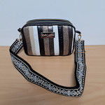 Sac à main en simili cuir noir blanc doré