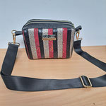 Sac à main en simili cuir et liège rouge noir doré