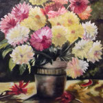 DAHLIAS  - HUILE 40/32 cm