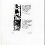 Titolo opera: s.t. Codice: 030B Pietro Gatti,1985, Italia, carta, incisione 1985 a tiratura di 20 copie riservate agli amici 12/20, 17,2x25,5 cm. Stile: informale, concettuale realizzato per l'Inaugurazione Atelier 1985 allestito da Pietro gatti e Enrico 