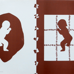 092 A, Amato Oreste, Ominidi (cover album), 1971, carta CM Fabriano 100/100 cotone 300 gr., litografia 30/50, 50x70, magazzino temp. costante in scatola di legno D