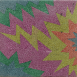 055 D Porcelli Antonio,“Mr Z”,  1985 Italia legno collage di brillantina di vetro 38x38 cm.