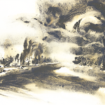 Aquarelle paysage nocturne - 50x70cm - 2023