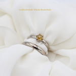 "Truth" Weissgold 750, Damenring mit gelber Diamantrose 1694.- / Herrenring 1550.-