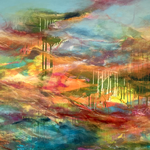 "Euphorie", 2024, 60x120, Mischtechnik mit Pigmenten auf Leinwand