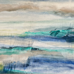 "Nah am Wasser", 80x100, Naturmaterialien und Pigmente auf Leinen