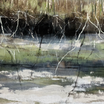 "vom Wasser freigelegt", 80x100, Naturmaterialien auf Jute