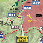 主要分岐図の一部を拡大しました。「葉４１」から道迷いエリアに入ったところです。