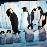 Jasmin's Pinguine - Acryl auf Leinwand, ca. 40 x 40 cm, in Privatbesitz