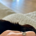 Ring met hondenhaar en zilver nuances.
