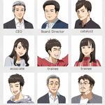 企業の社員紹介ページに、社員さん18名の似顔絵を制作させていただきました