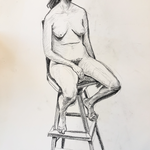 Model on Stool