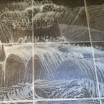Wash Drawing. Suds on Kitchen Floor