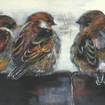 gezwitscher, 2017, Ölkreiden, Acryl/LW, 30 x 900 cm 