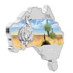 Moneta da 1 dollaro Australiano in argento,2012,tipo con emù