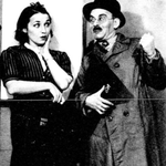 Karin Tiche ( Jasia ) i Michał Znicz w sztuce Porwanie Sabinek ( T.Buffo Warszawa 1939 )