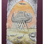 Moment / 2023 / Ballpoint pen, Coffee extract, Pigments, Color ink