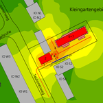 Baulärmprognose - Lärmkarte - in einem reinen Wohngebiet in Unterliederbach, Frankfurt am Main