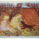 136 Jeunes filles au chien, 38x53, 150 ex. 1969.