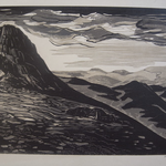 Le mont Gerbier de Jonc, bois gravé, en trois tons, 32x23,7, 1934