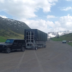 Ankunft neue Trailerbühne LZTG/Trachtenkapelle