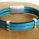 NADE Bijoux. bracelet en cuir bleu ; bracelet hommes et femmes en cuir ; cadeau pour noces de cuir