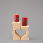 Kerzenständer "groß" ; € 48 ; 21cm + 16cm ; INFO: Holz ist ein Naturprodukt, daher können Abweichungen vorkommen.